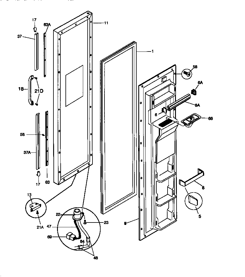 Frigidaire F45WP26CD1 freezer door diagram