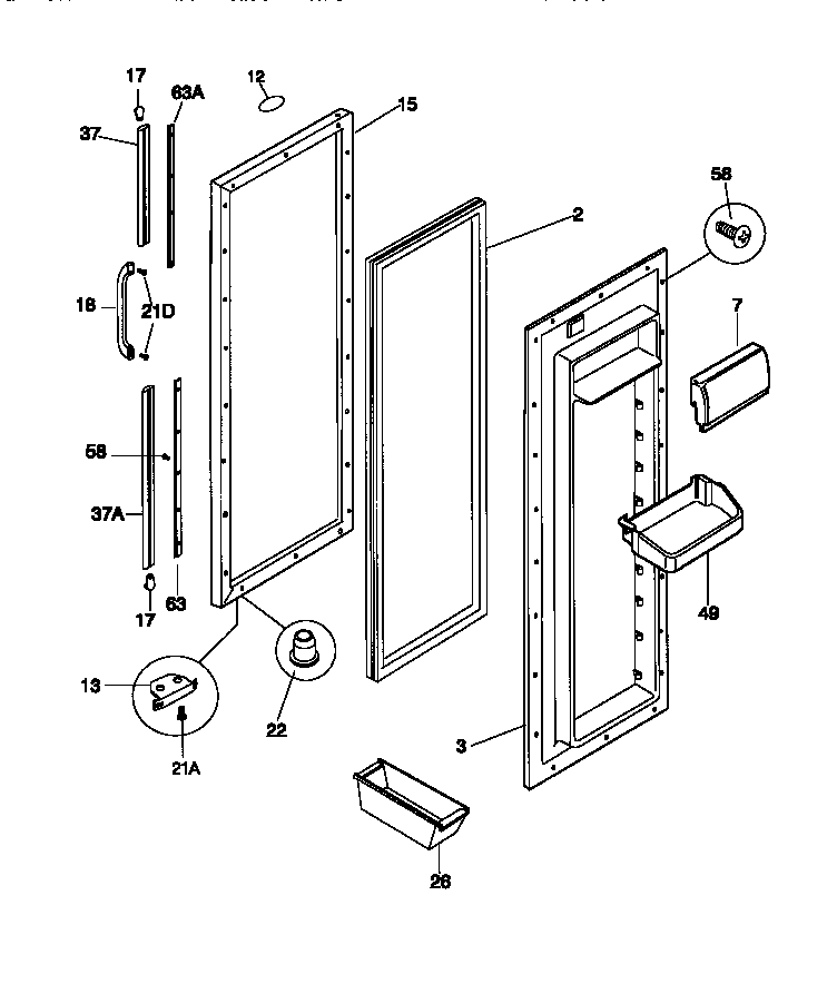 Frigidaire F45WP26CD1 refrigerator door diagram