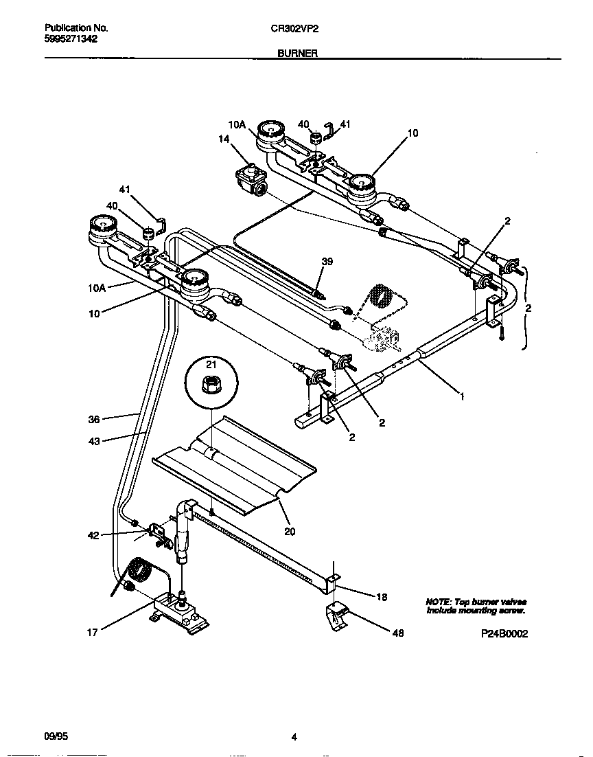 White-Westinghouse CR302VP2W03 burner diagram