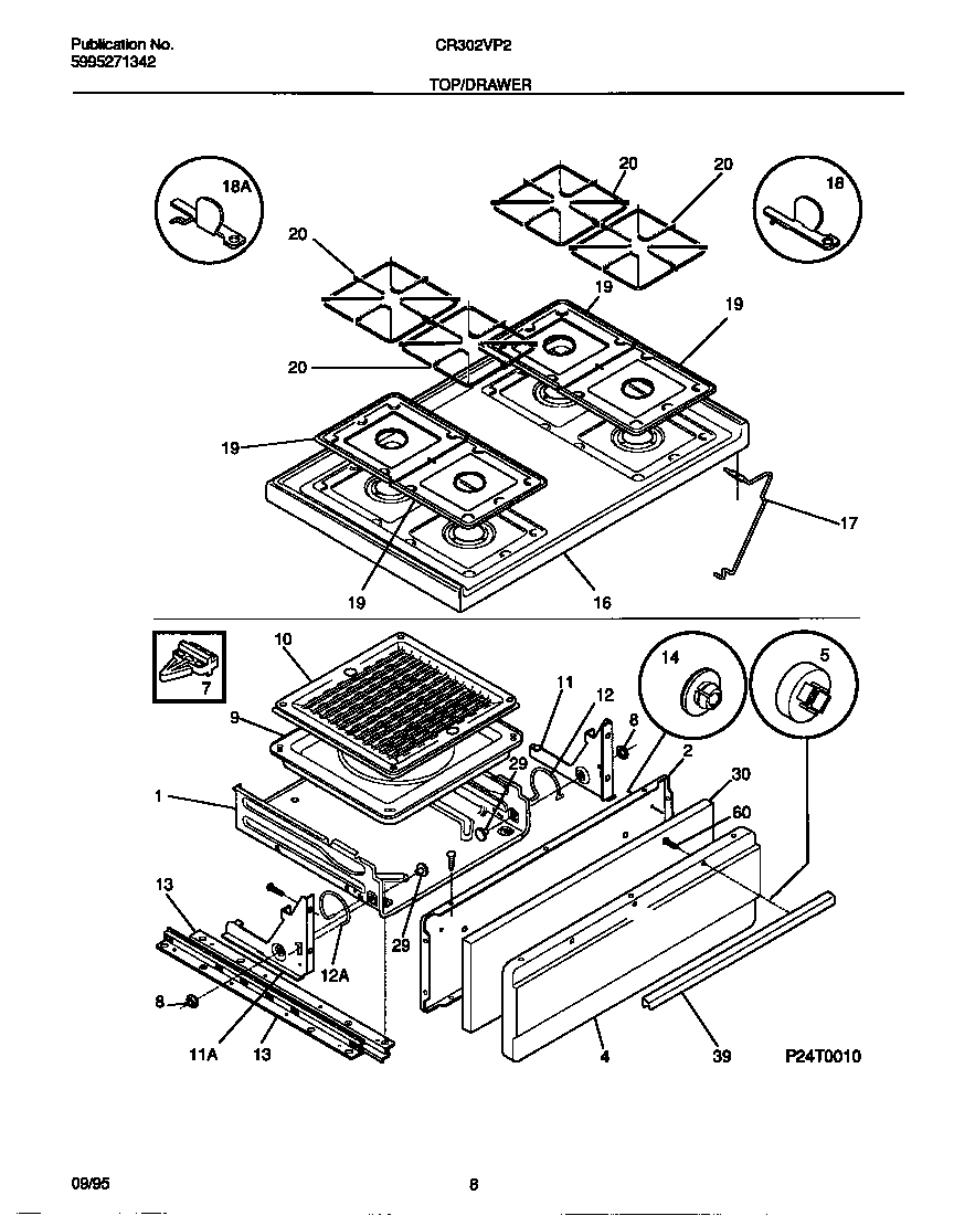 White-Westinghouse CR302VP2W03 top/drawer diagram
