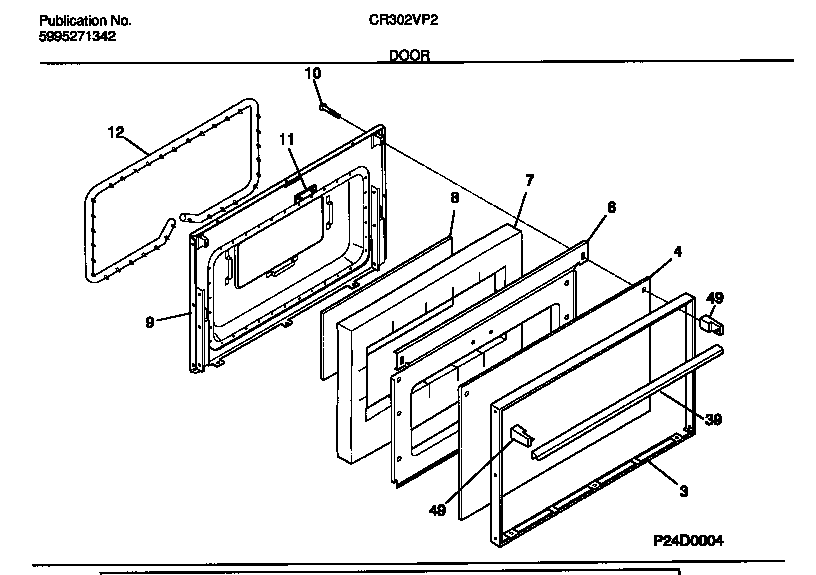 White-Westinghouse CR302VP2W03 door diagram