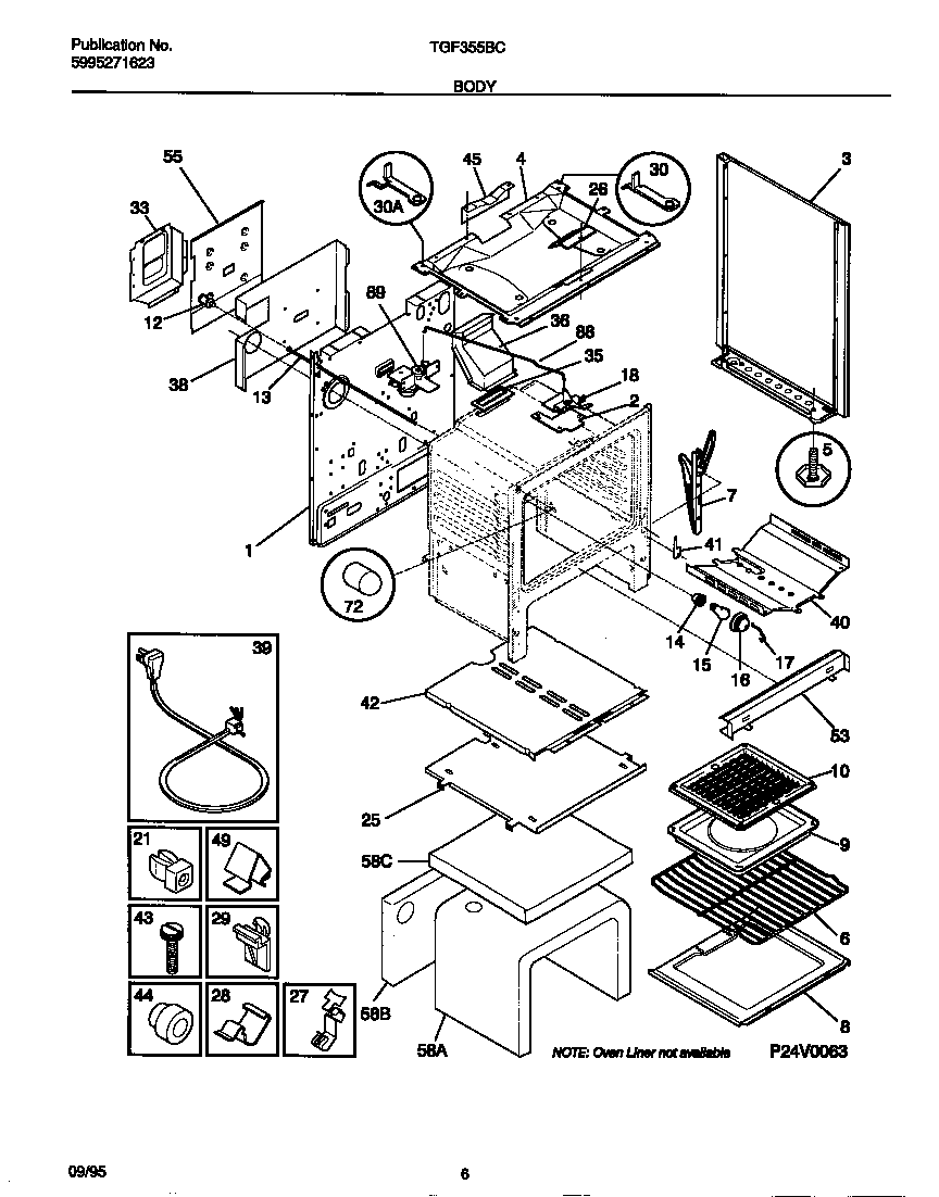 Tappan TGF355BCDA body diagram