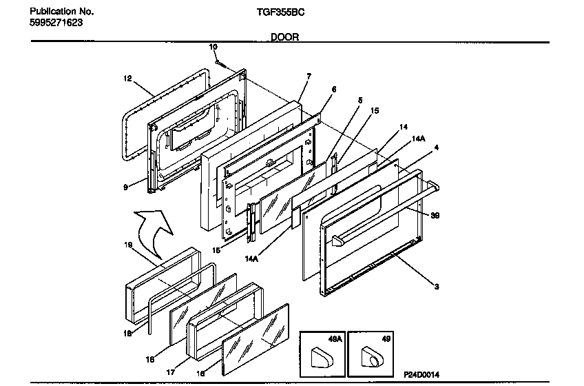 Tappan TGF355BCDA door diagram