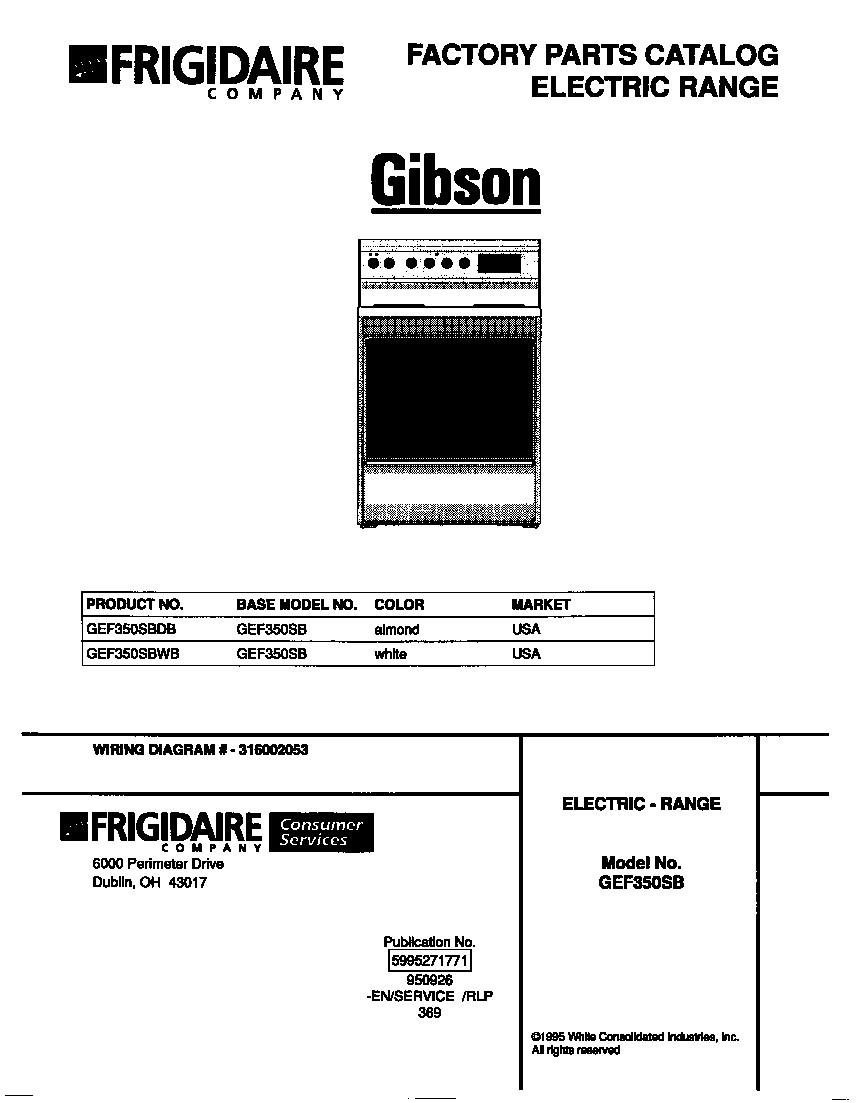 Gibson GEF350SBWB cover diagram