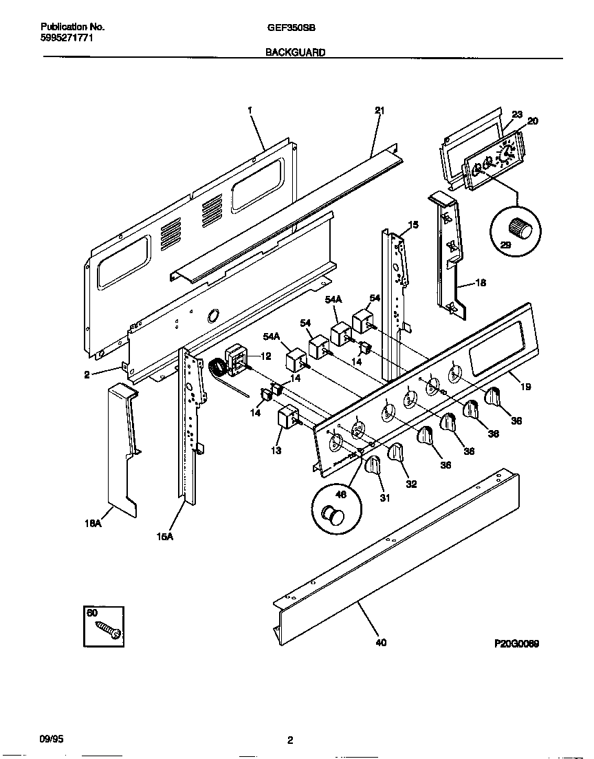 Gibson GEF350SBWB backguard diagram