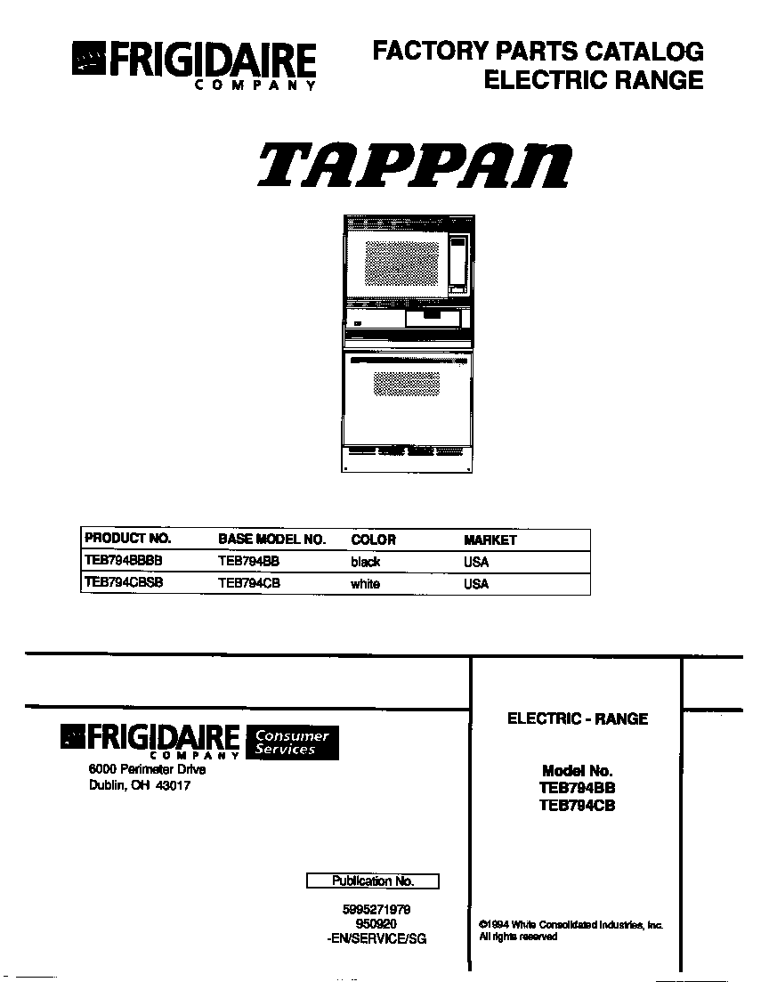 Tappan TEB794BBBB cover diagram