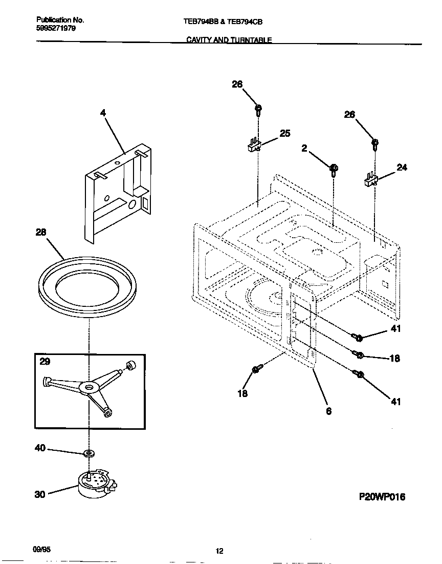 Tappan TEB794BBBB cavity and turntable diagram