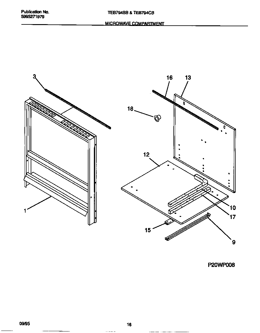 Tappan TEB794BBBB microwave compartment diagram