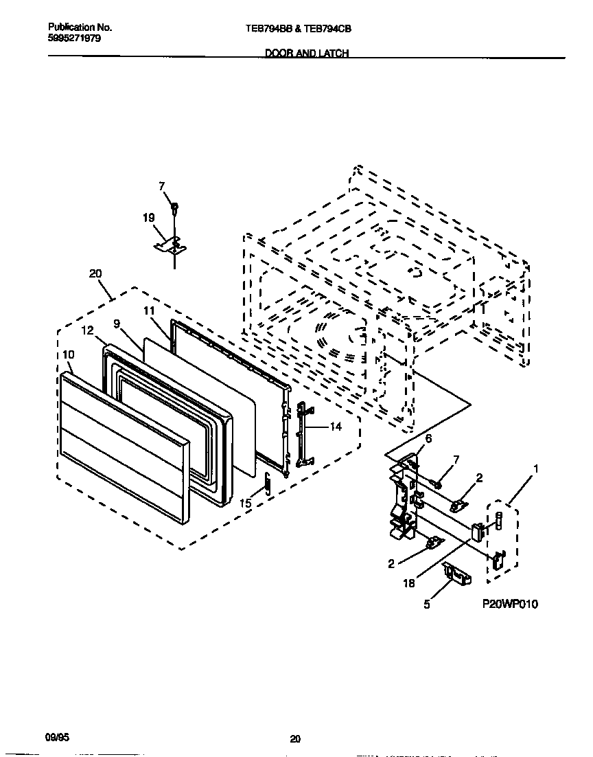 Tappan TEB794BBBB door & latch diagram