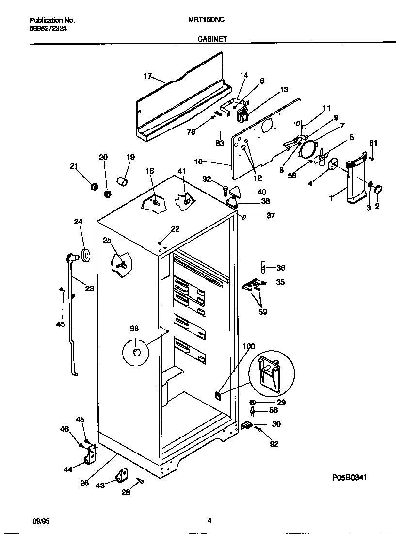 Universal/Multiflex (Frigidaire) MRT15DNCD1 cabinet diagram