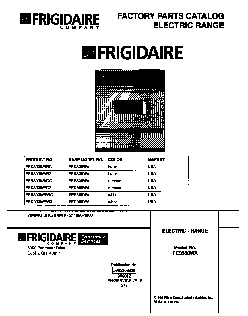 Frigidaire FES300WAB3 cover diagram