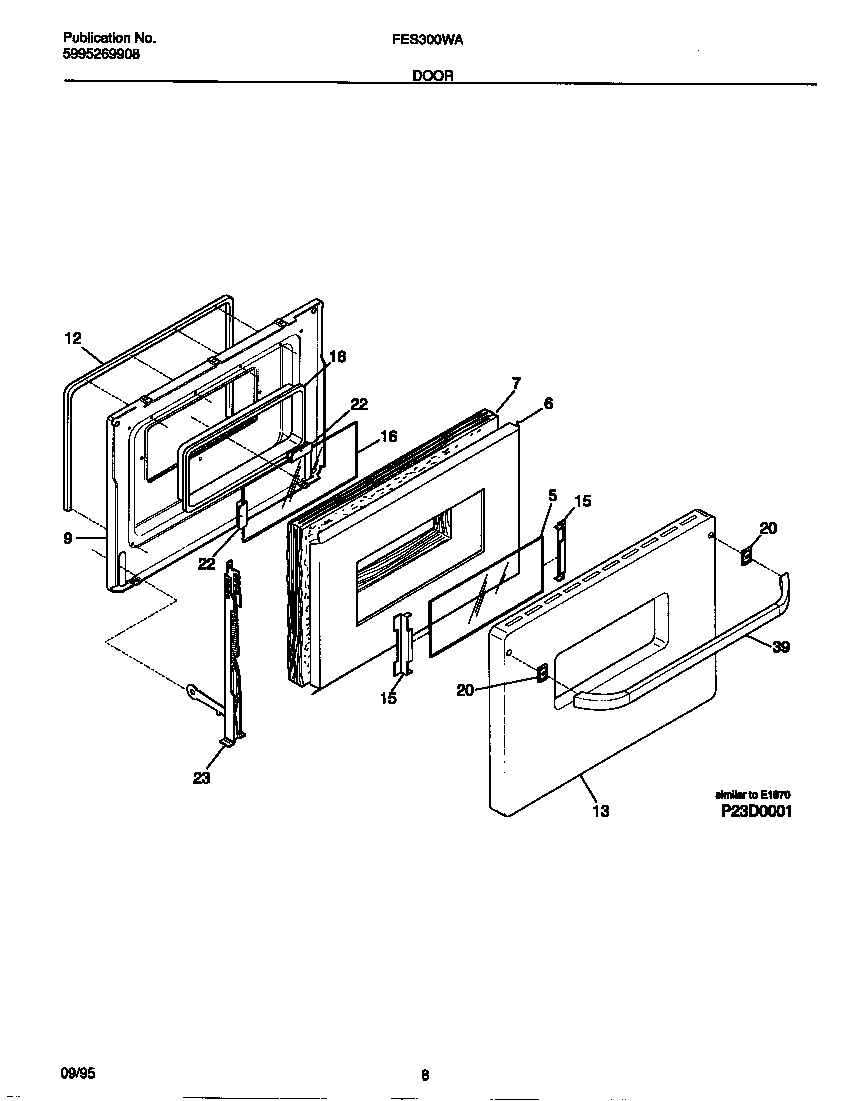 Frigidaire FES300WAB3 door diagram
