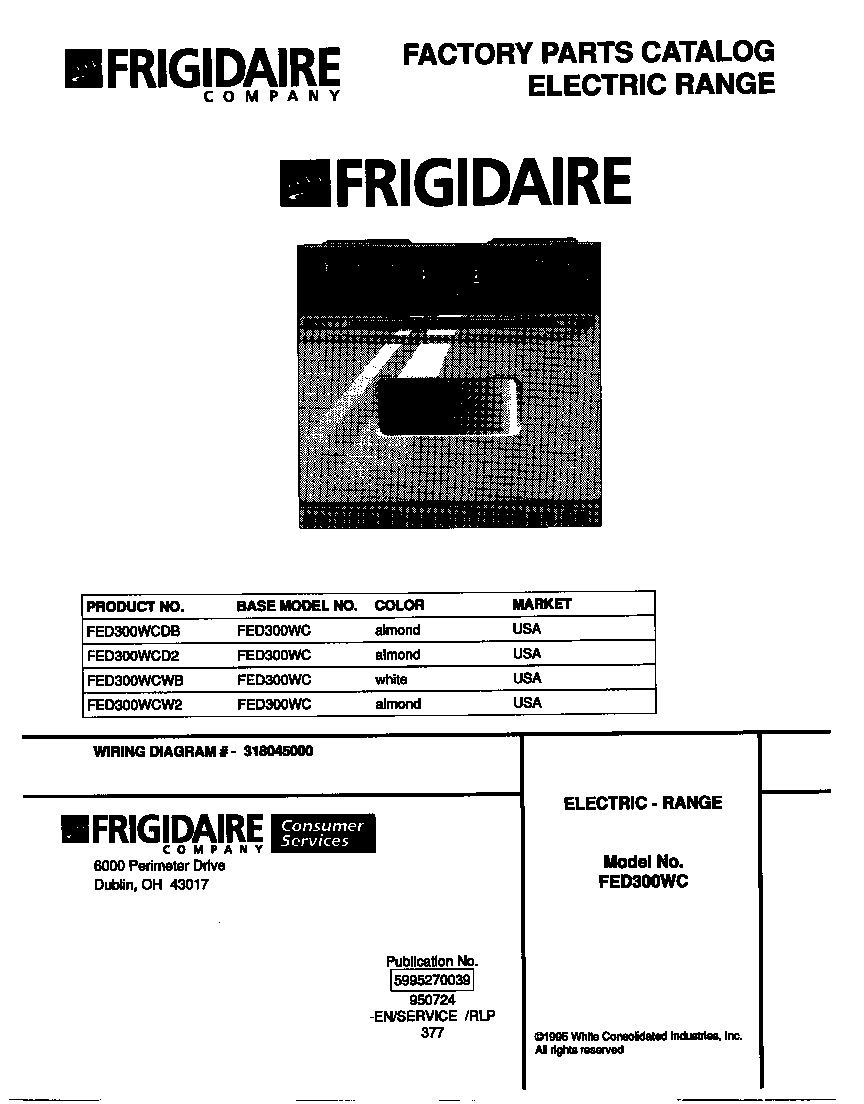 Frigidaire FED300WCW2 cover diagram