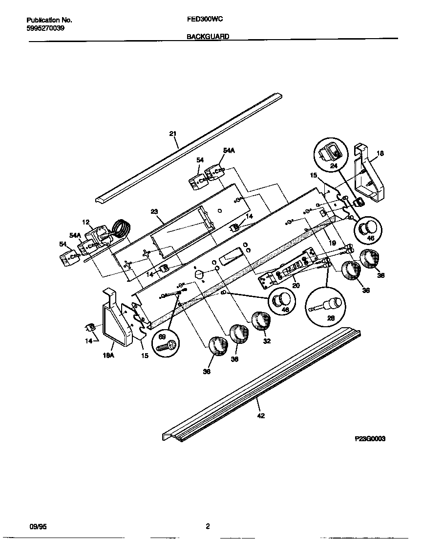 Frigidaire FED300WCW2 backguard diagram