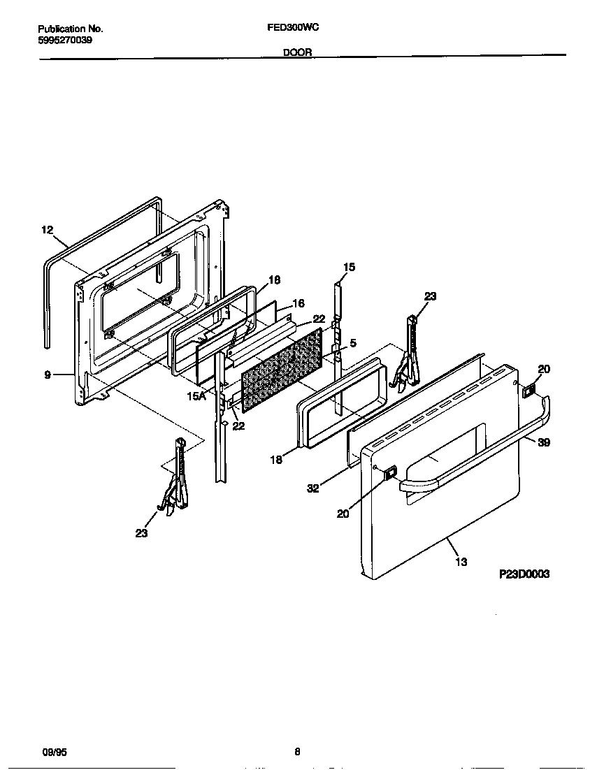 Frigidaire FED300WCW2 door diagram