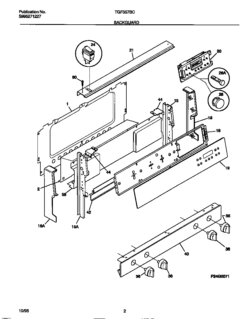 Tappan TGF357BCWA backguard diagram