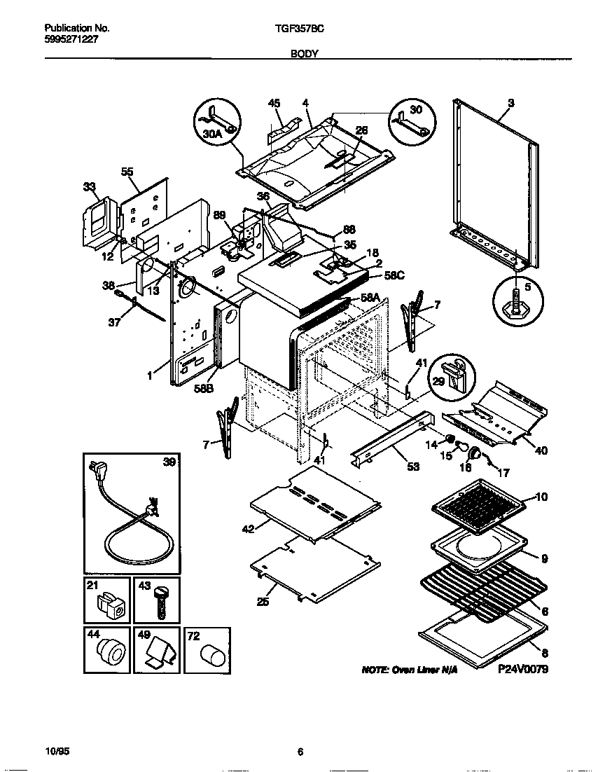 Tappan TGF357BCWA body diagram