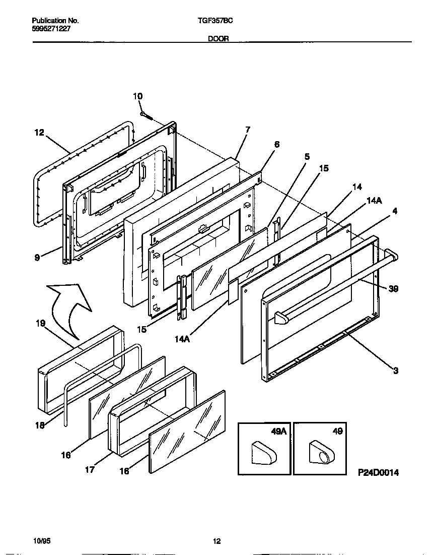 Tappan TGF357BCWA door diagram