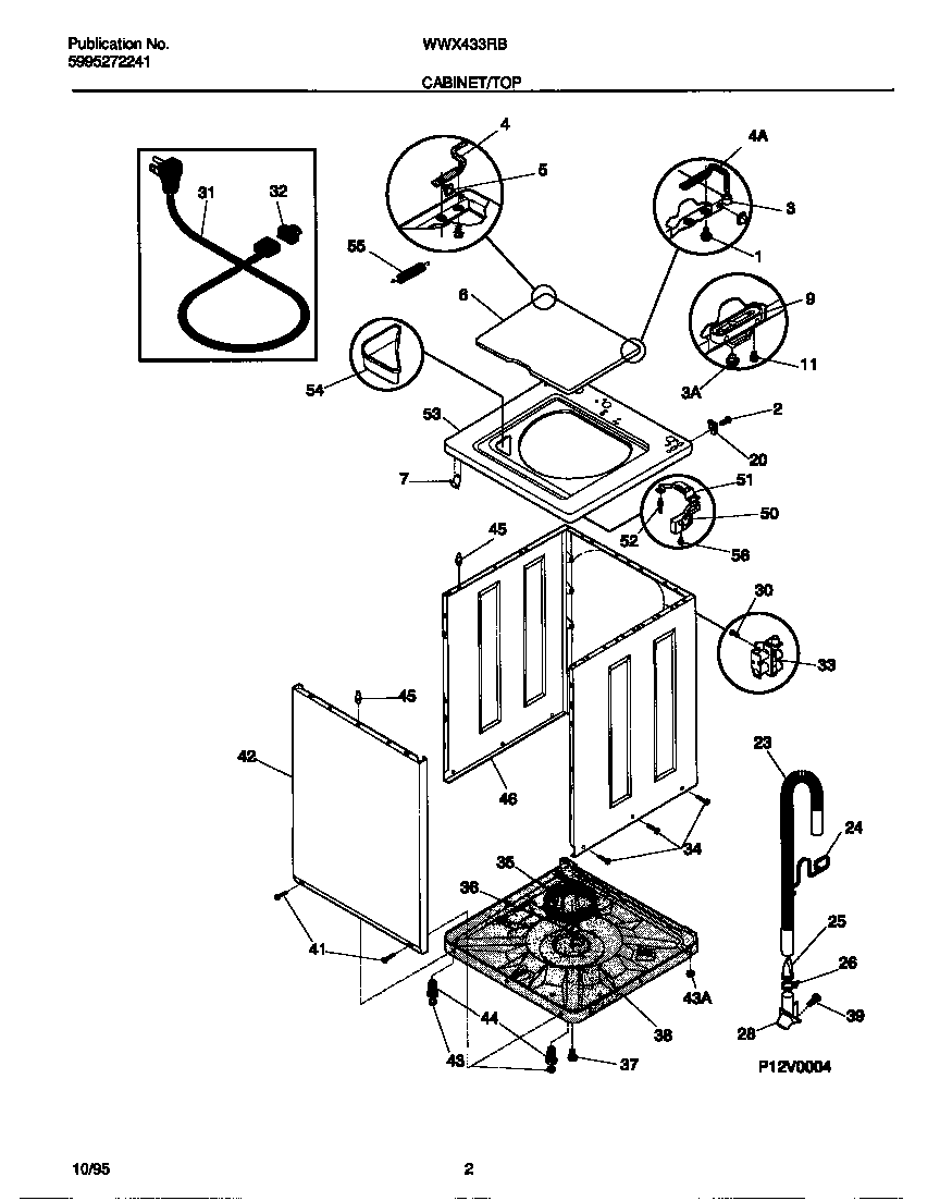 White-Westinghouse WWX433RBW3 cabinet/top diagram