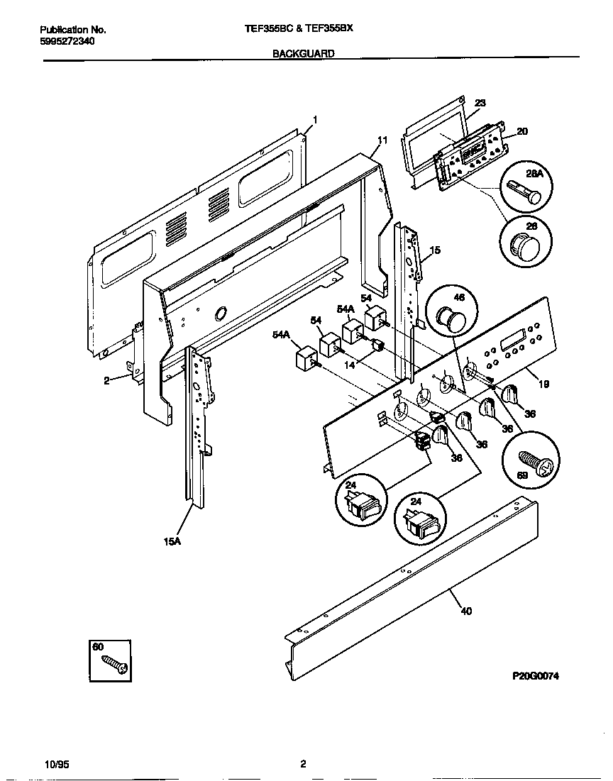 Tappan TEF355BXDA backguard diagram