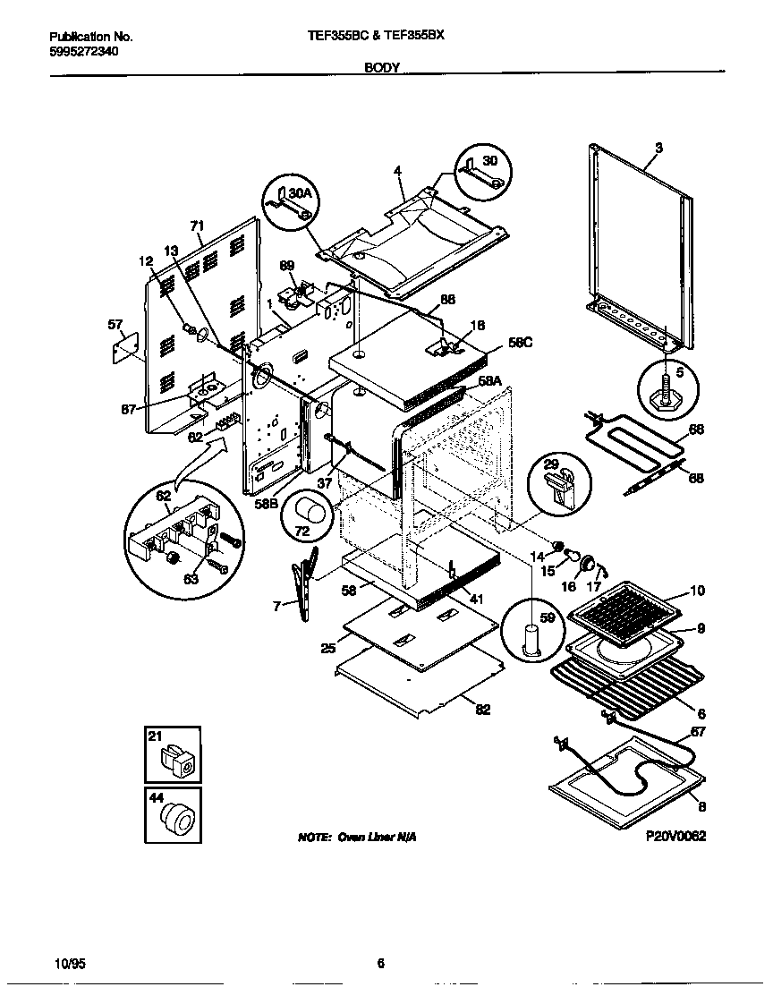 Tappan TEF355BXDA body diagram