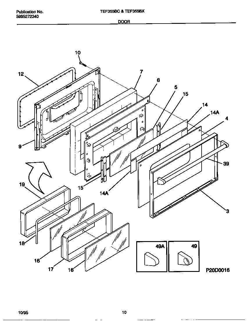 Tappan TEF355BXDA door diagram