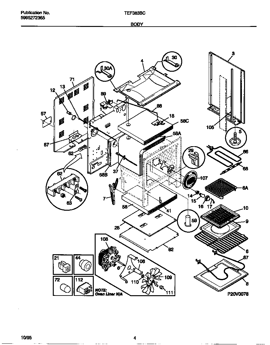 Tappan TEF383BCDA body diagram