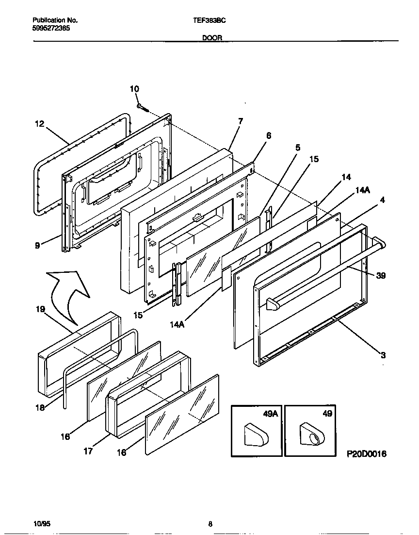 Tappan TEF383BCDA door diagram