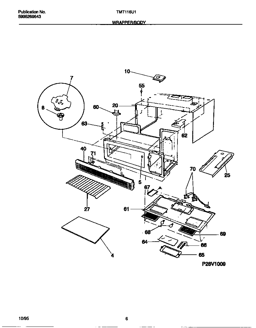 Tappan TMT116U1B0 wrapper/body diagram