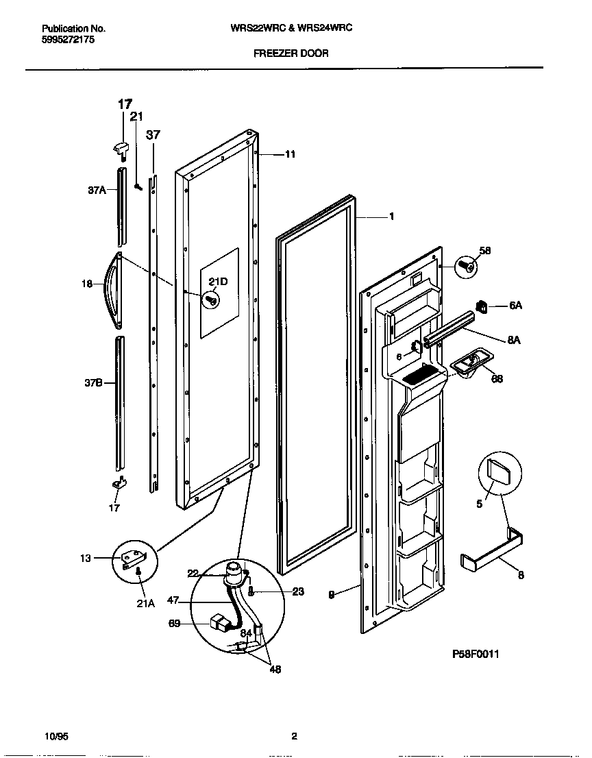 White-Westinghouse WRS24WRCD1 freezer door diagram