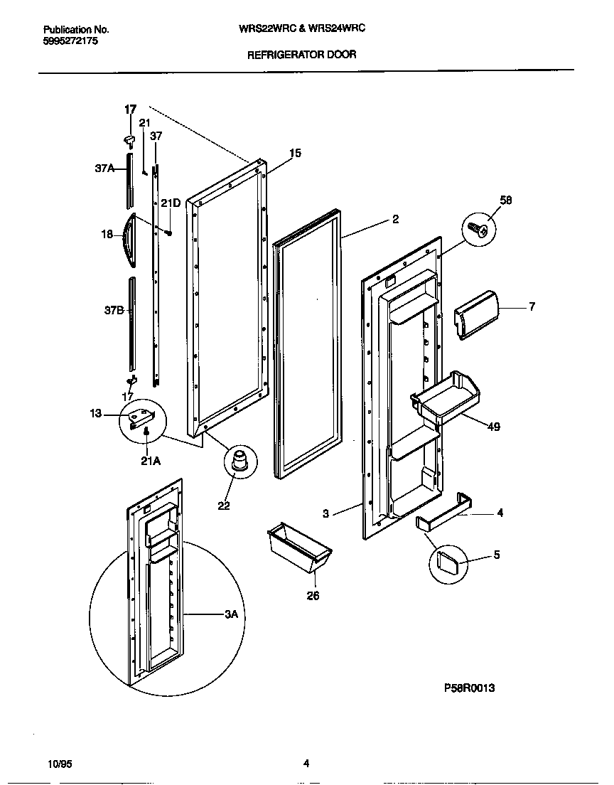White-Westinghouse WRS24WRCD1 refrigerator door diagram
