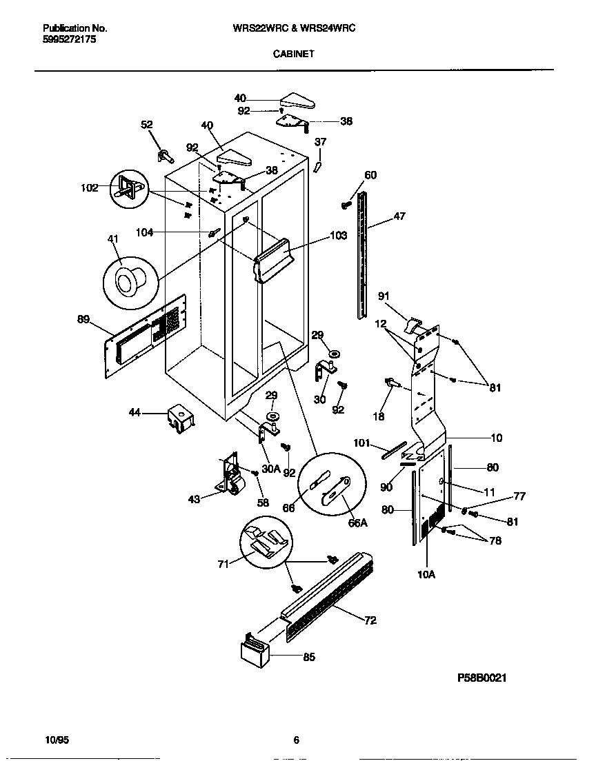 White-Westinghouse WRS24WRCD1 cabinet diagram