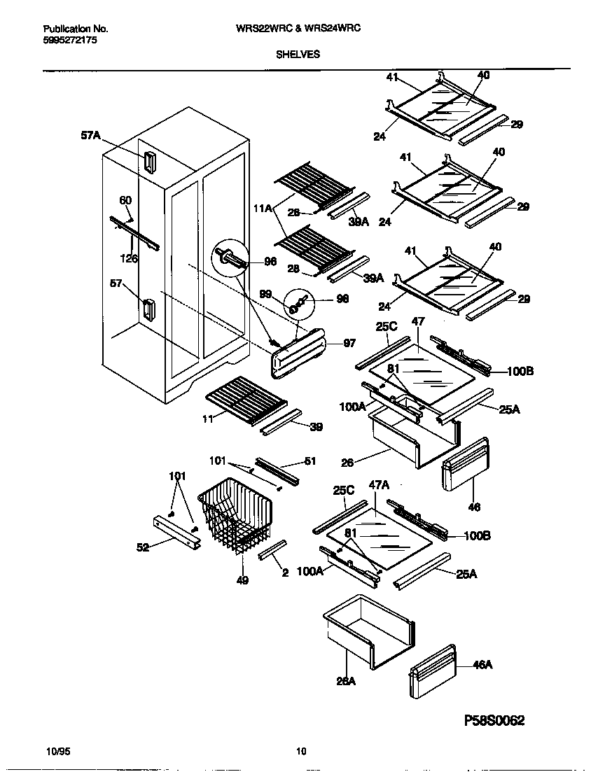 White-Westinghouse WRS24WRCD1 shelves diagram