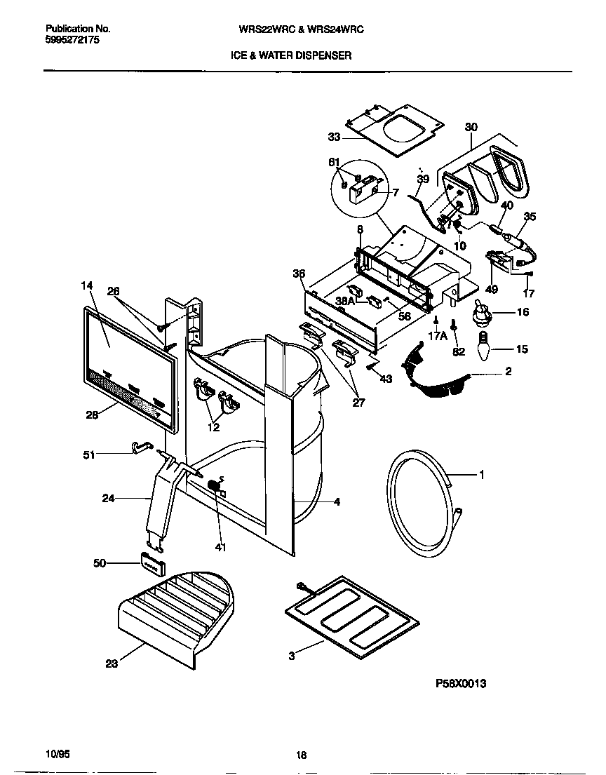 White-Westinghouse WRS24WRCD1 ice & water dispenser diagram