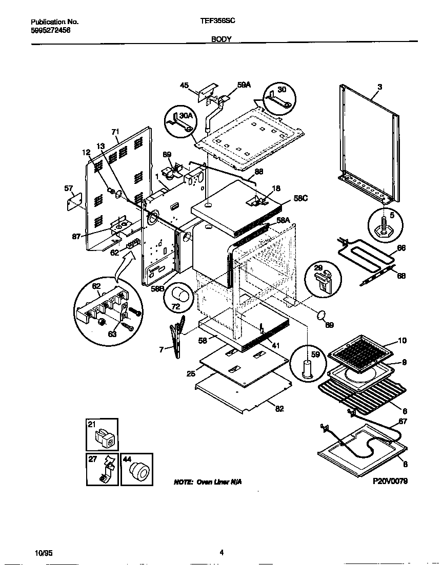 Tappan TEF356SCWA body diagram