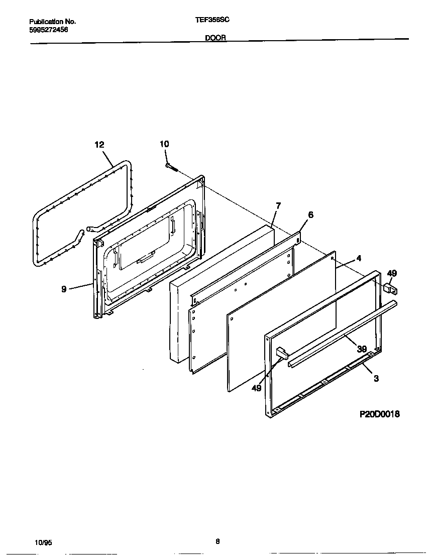 Tappan TEF356SCWA door diagram