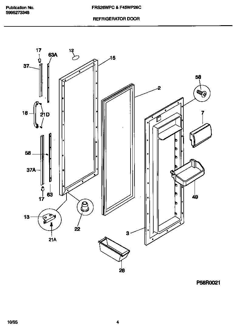 Frigidaire F45WP26CD2 refrigerator door diagram