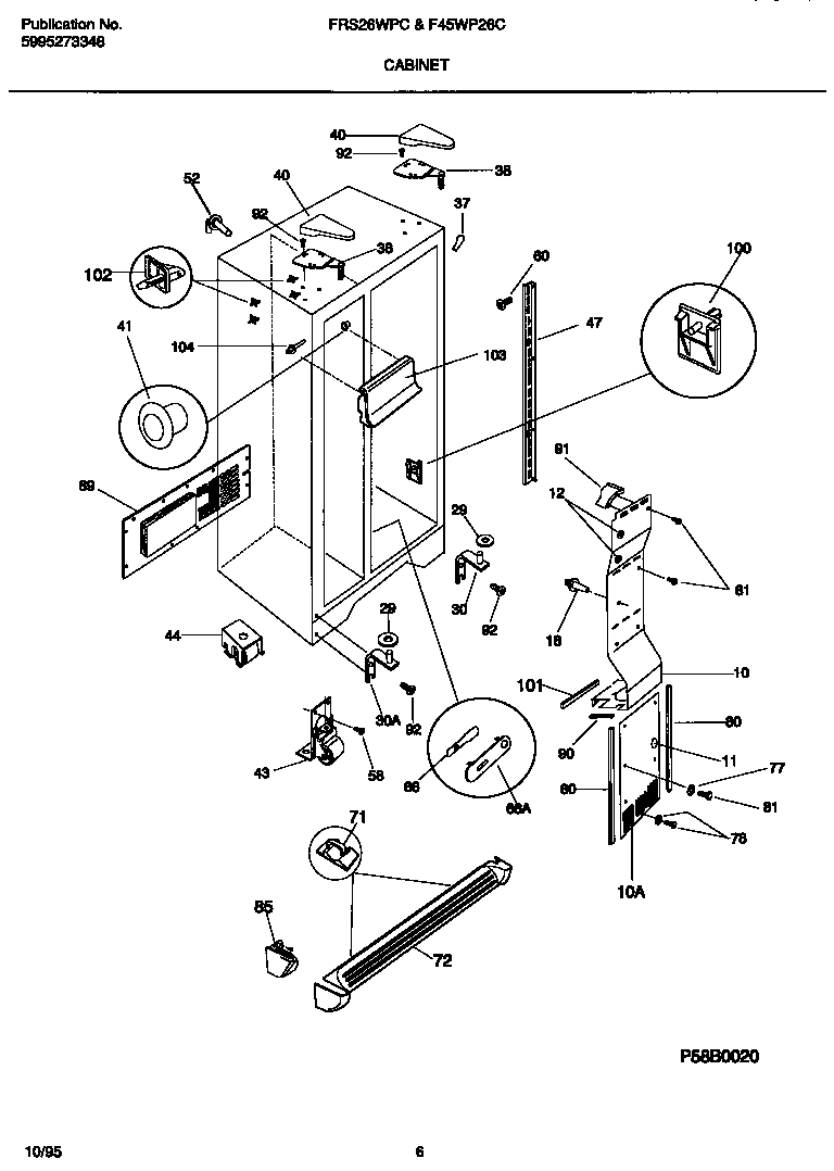 Frigidaire F45WP26CD2 cabinet diagram