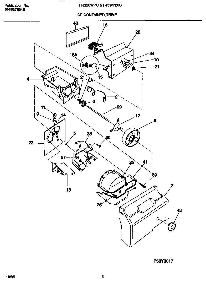 Frigidaire F45WP26CD2 ice container, drive diagram