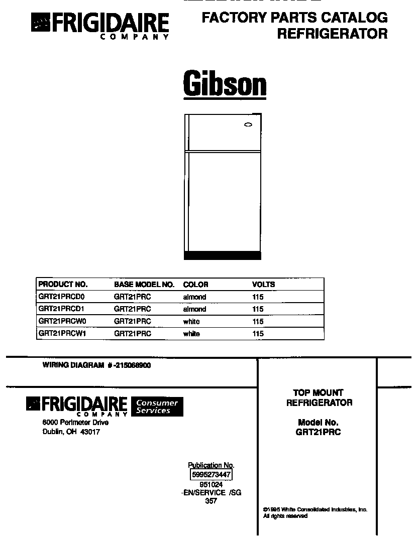 Gibson GRT21PRCW1 cover diagram