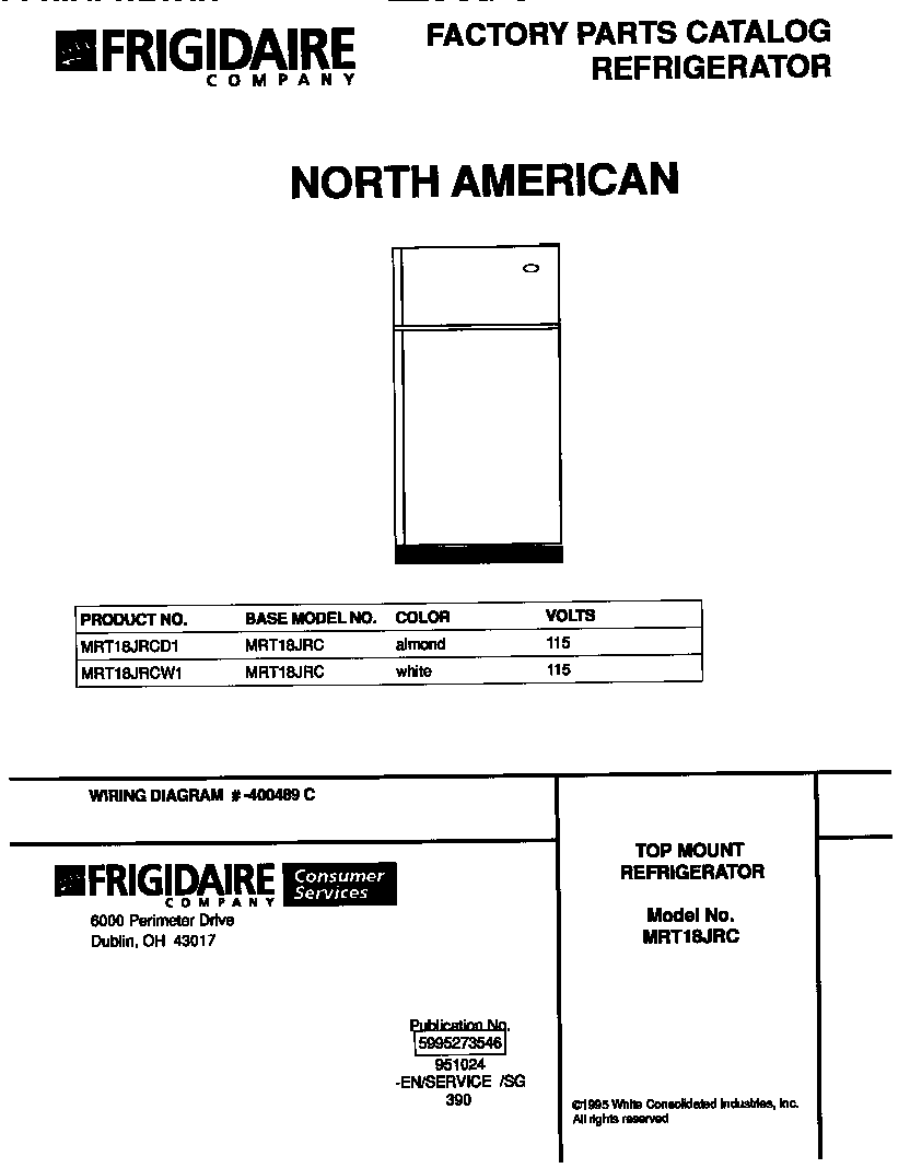 Universal/Multiflex (Frigidaire) MRT18JRCD1 cover diagram