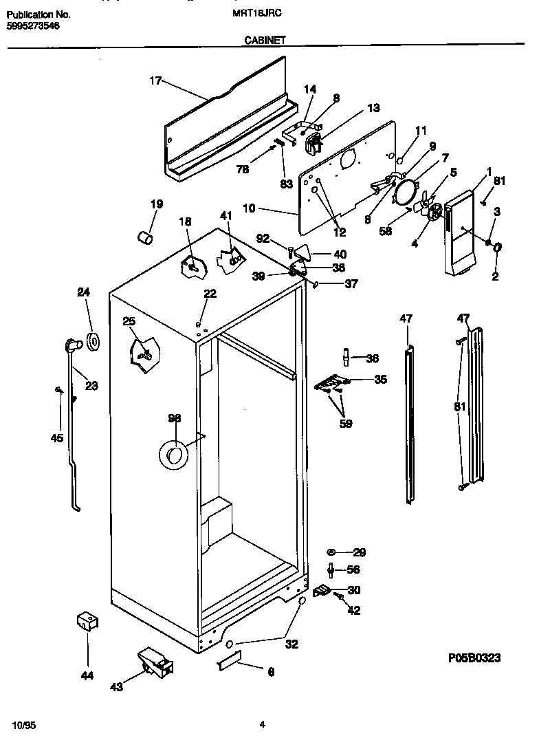 Universal/Multiflex (Frigidaire) MRT18JRCD1 cabinet diagram