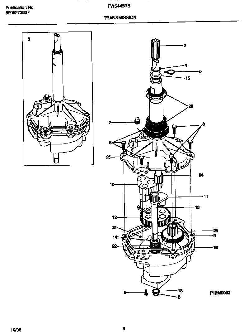 Frigidaire FWS445RBT2 transmission diagram