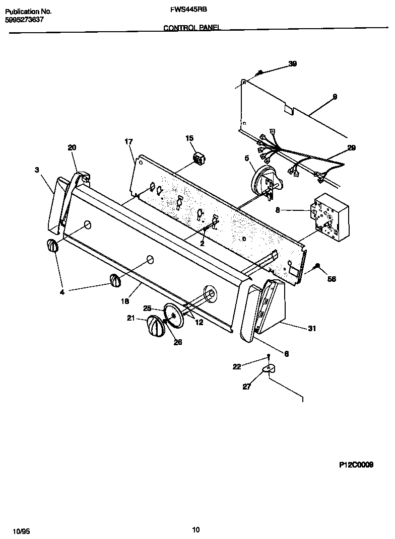 Frigidaire FWS445RBT2 control panel diagram