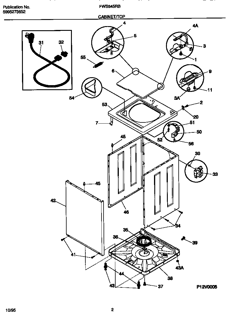 Frigidaire FWS645RBS2 cabinet/top diagram