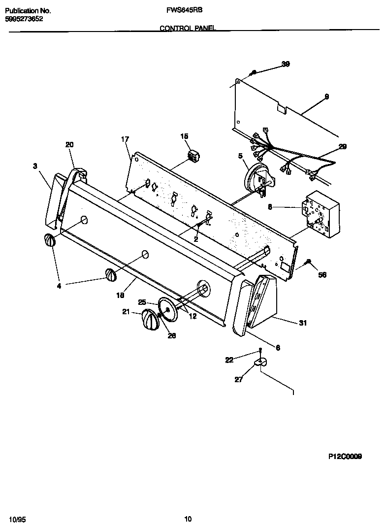 Frigidaire FWS645RBS2 control panel diagram