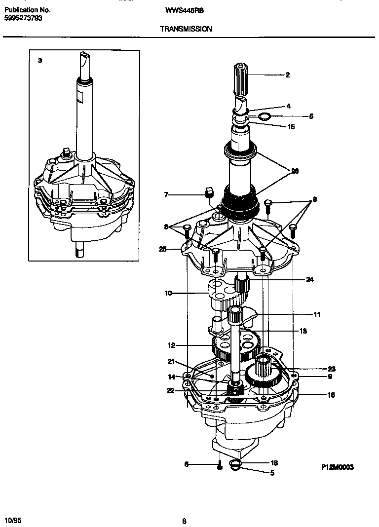 White-Westinghouse WWS445RBW2 transmission diagram