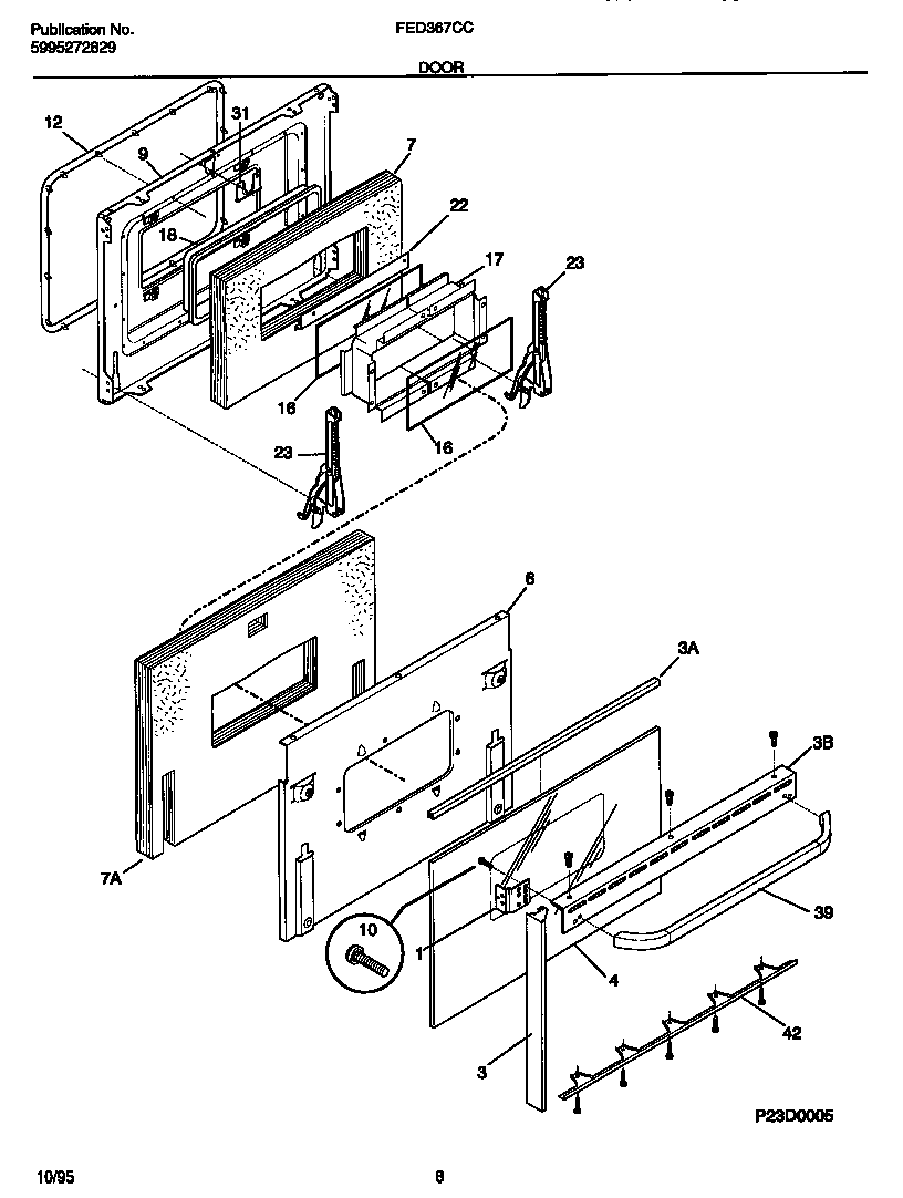 Frigidaire FED367CCS1 door diagram
