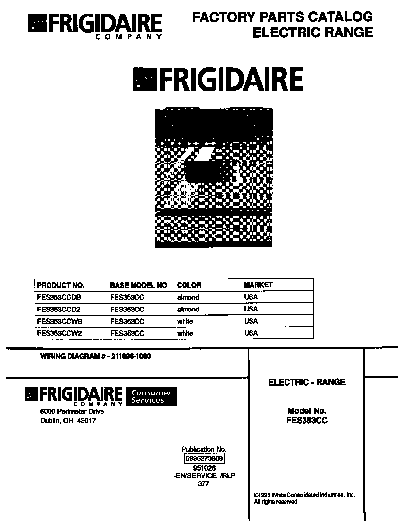 Frigidaire FES353CCDB cover diagram