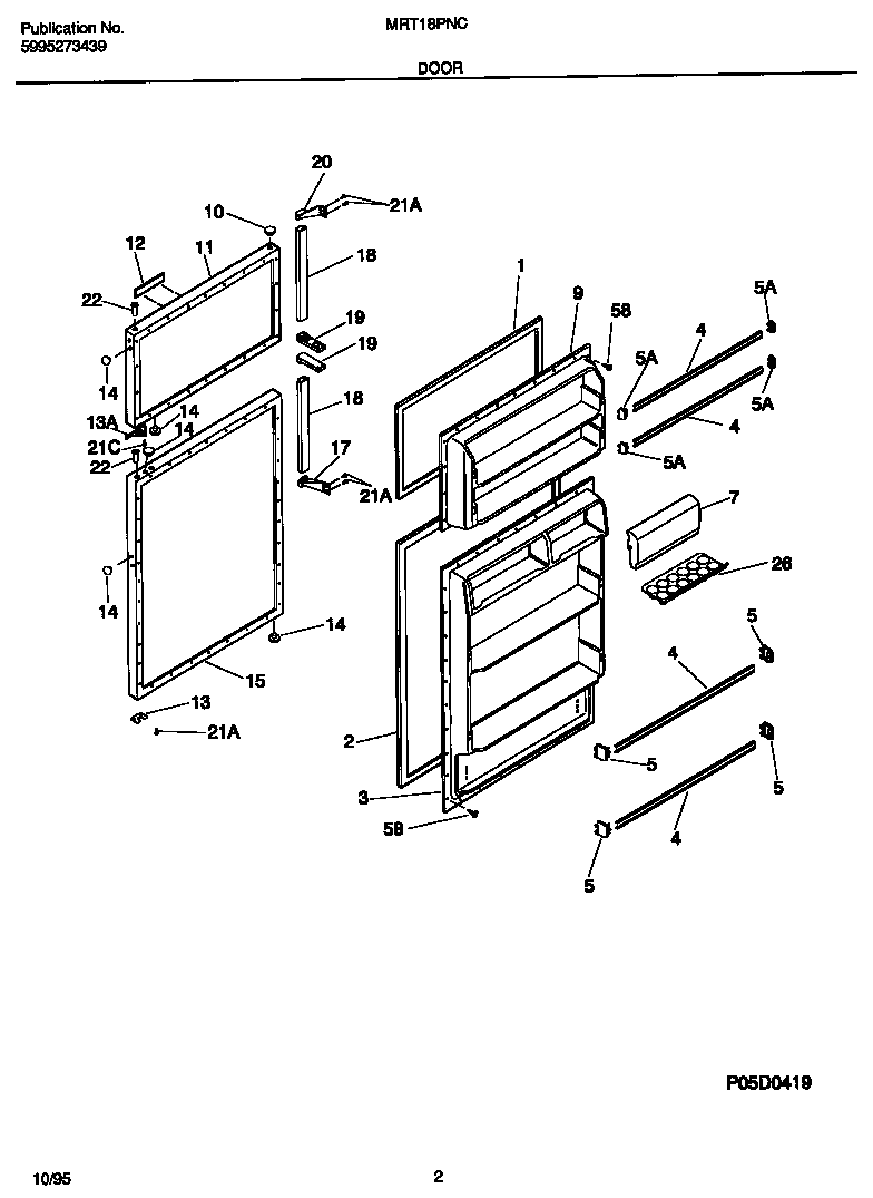 Universal/Multiflex (Frigidaire) MRT18PNCD1 door diagram